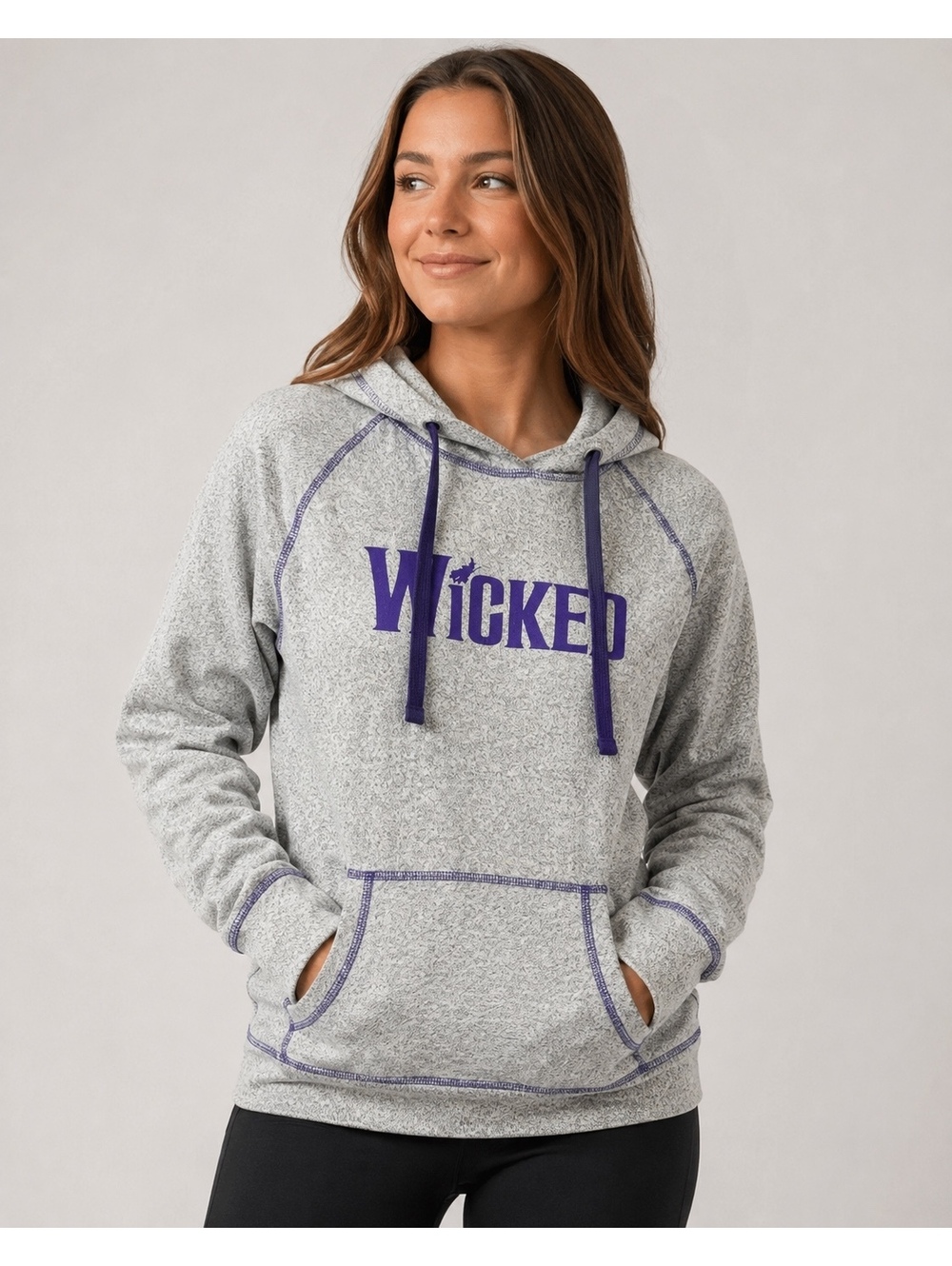 Wicked Broadway Musical Gray Purple Pullover Hoodie Sweatshirt Medium